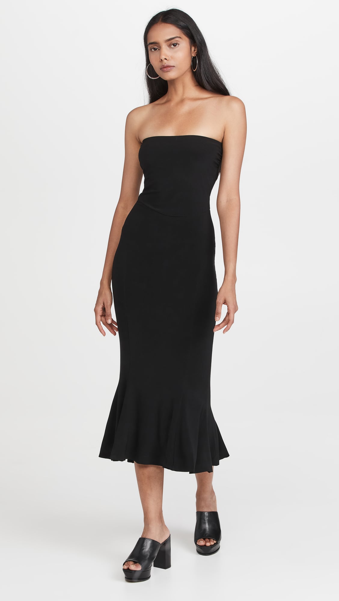 Black strapless fishtail dress cheap