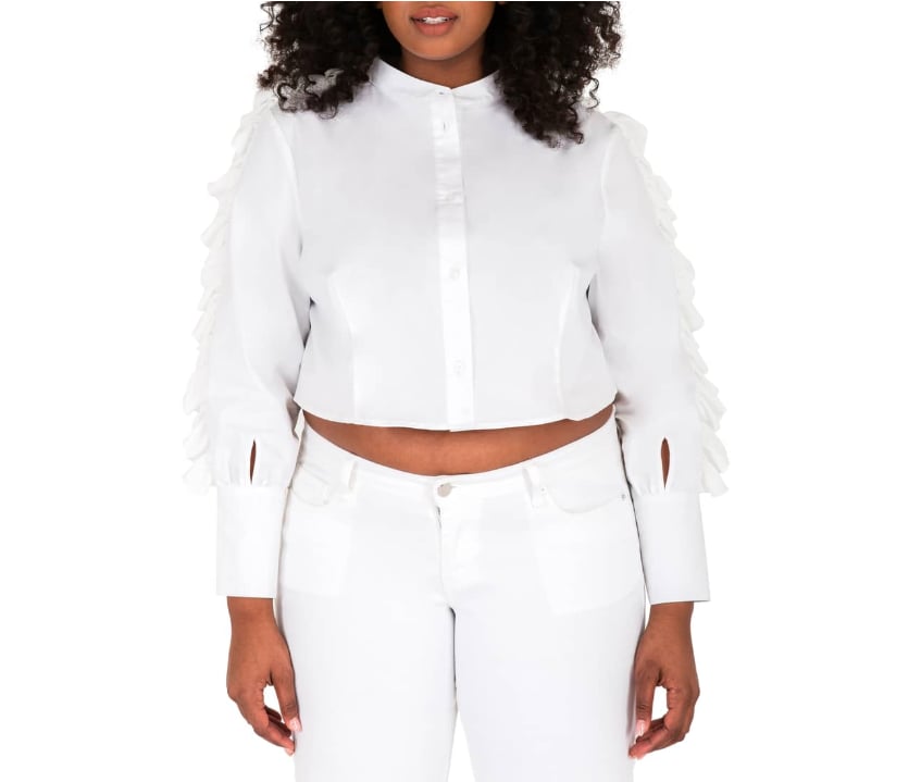 Poetic Justice Mayasia Ruffle Sleeve Crop Shirt