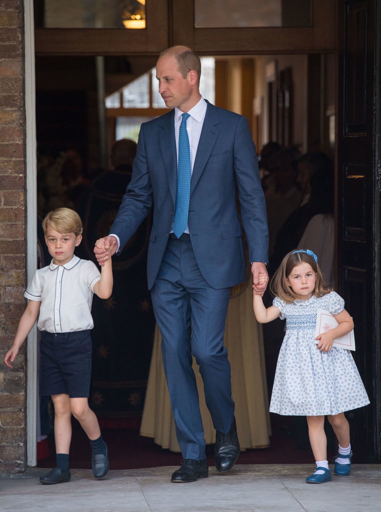 Prince William with George and Charlotte at Prince Louis's Christening.