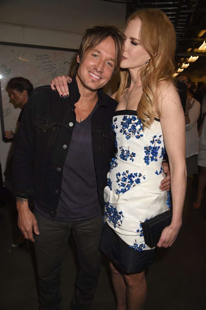 Nicole Kidman stayed close to her husband, Keith Urban, backstage at the CMT Awards in Nashville on Wednesday.