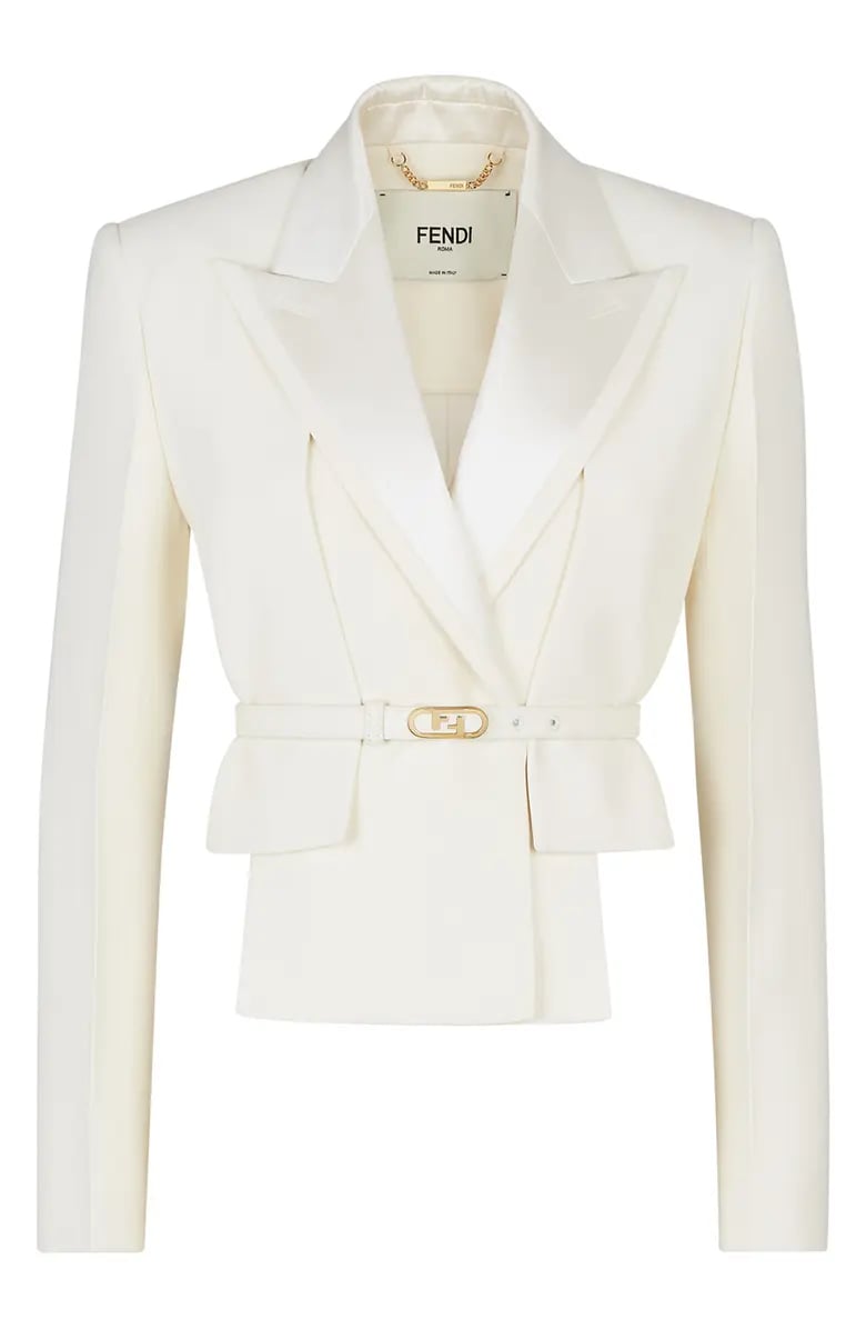 Fendi Wool Silk Crop Jacket & Backless Vest Set