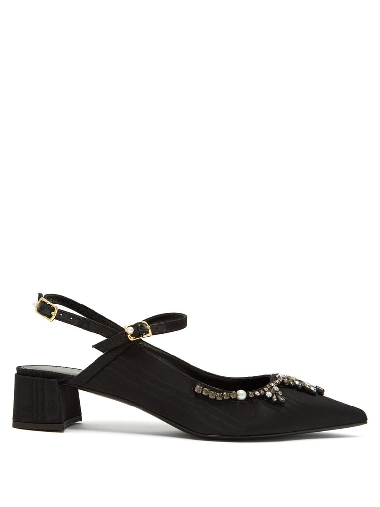 Erdem Aerin Crystal-Embellished Faille Slingback Pumps