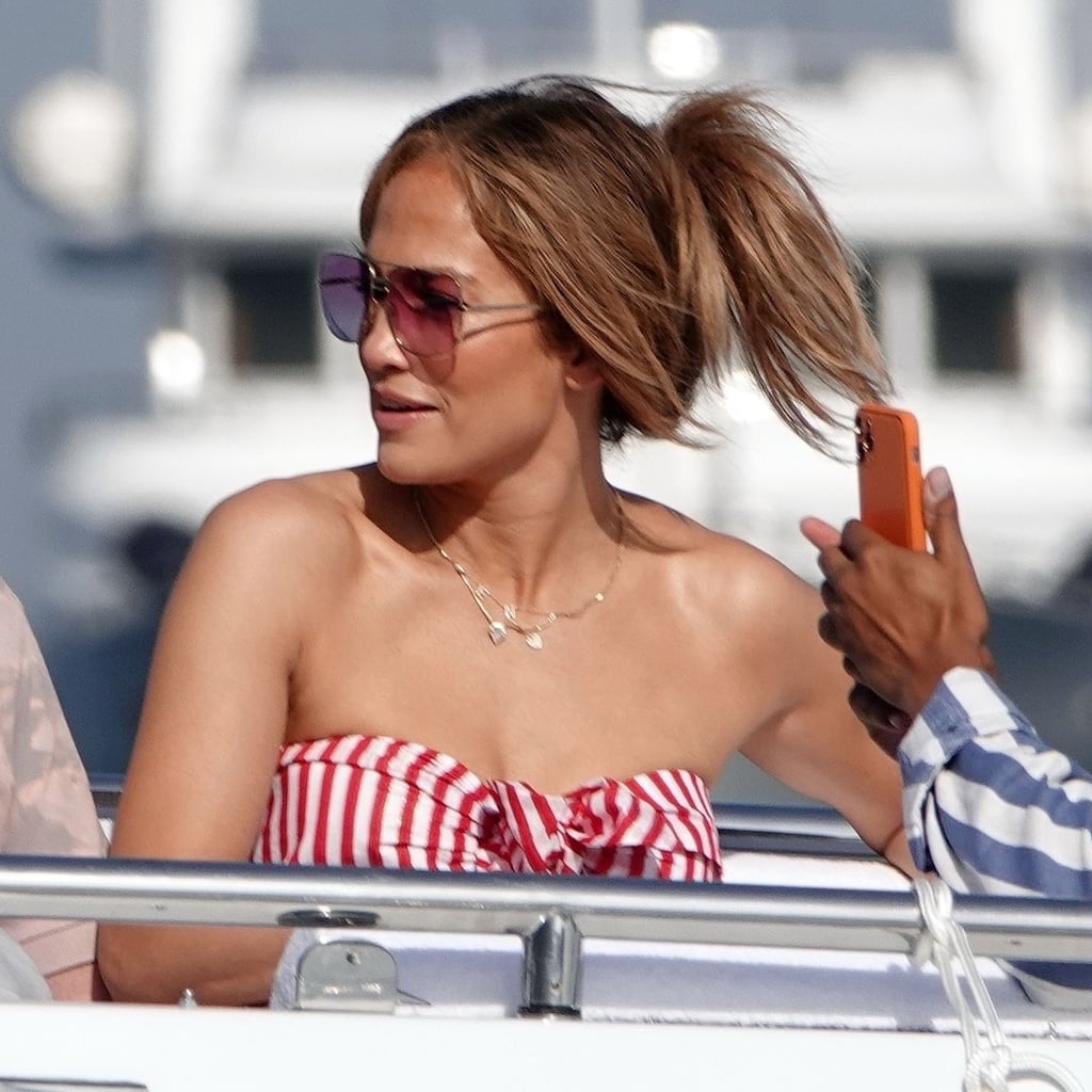 J Lo's Red-and-White Striped Bandeau Is Now the Focus of Her Romantic Vacation