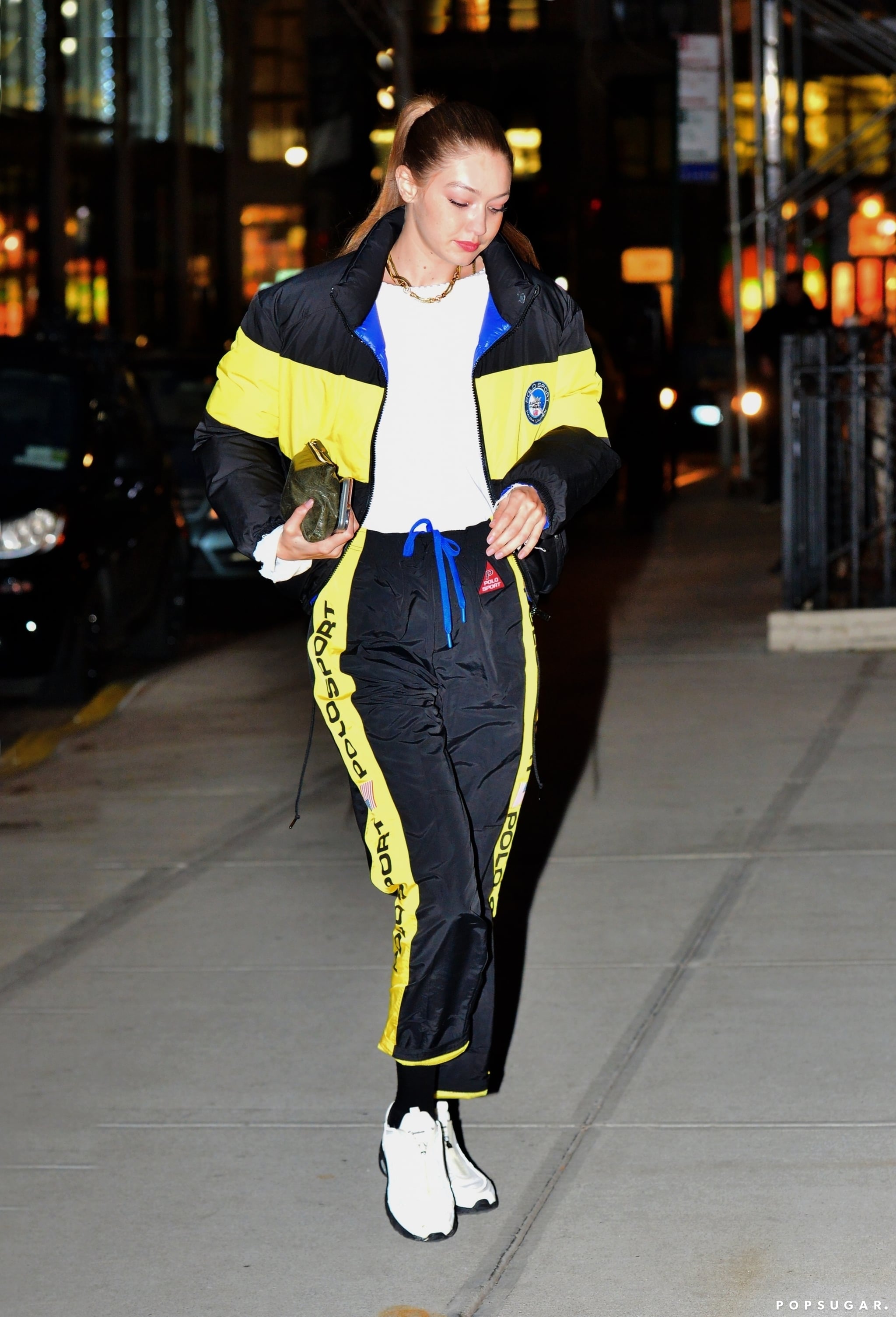 Gigi Hadid Wore a Tracksuit With Glow 