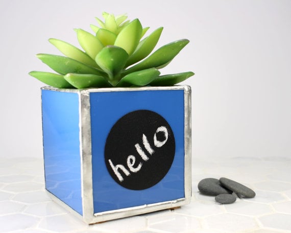 Blue Desk Plant Holder