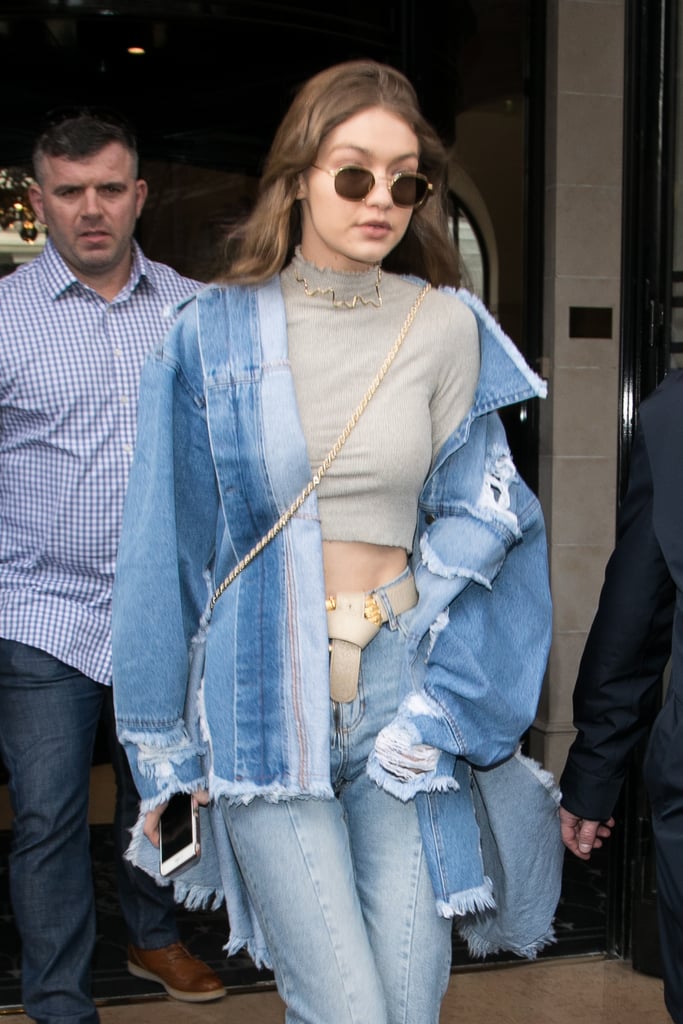 Gigi Hadid Denim Outfit at Paris Fashion Week Fall 2017