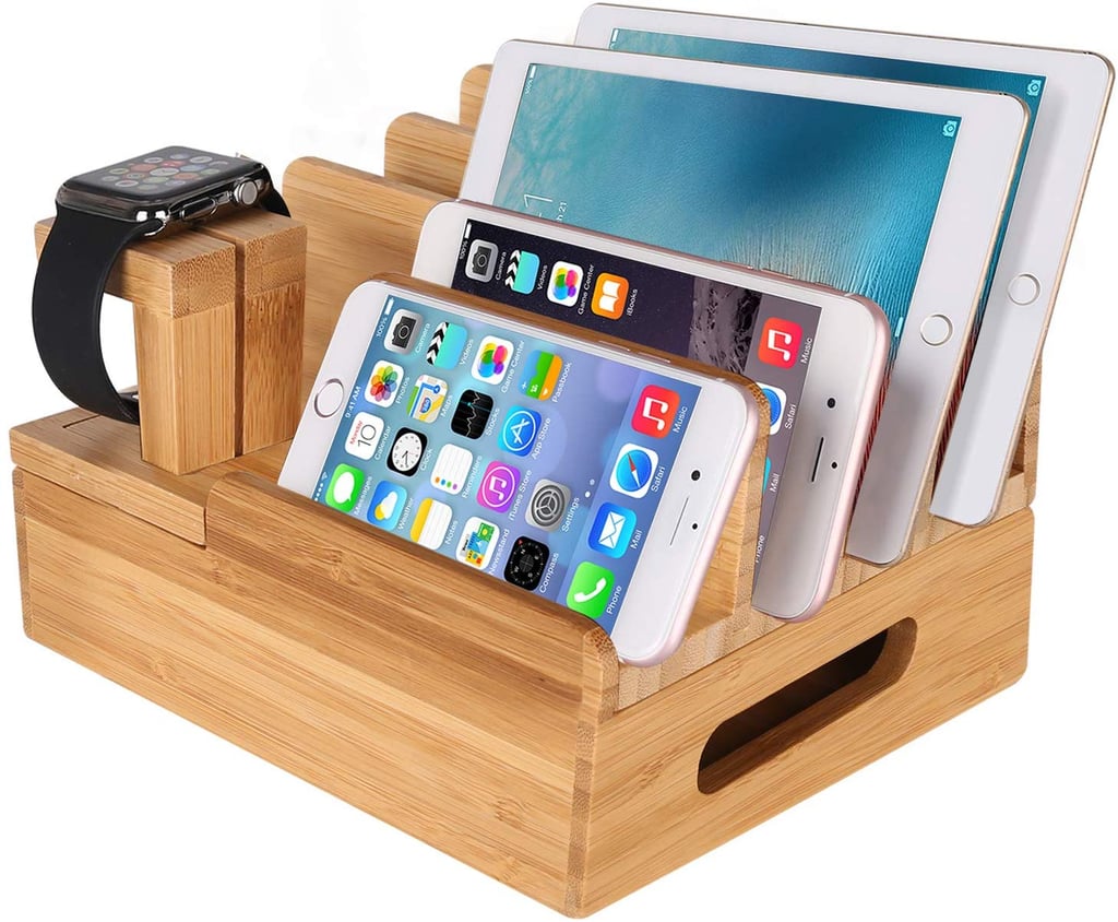 Bamboo Wood Multi-Device Desktop Storage