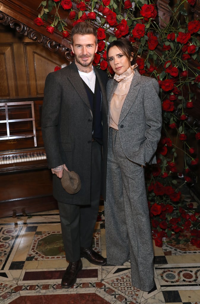 Victoria Beckham Gray Suit With Brooklyn Beckham Girlfriend