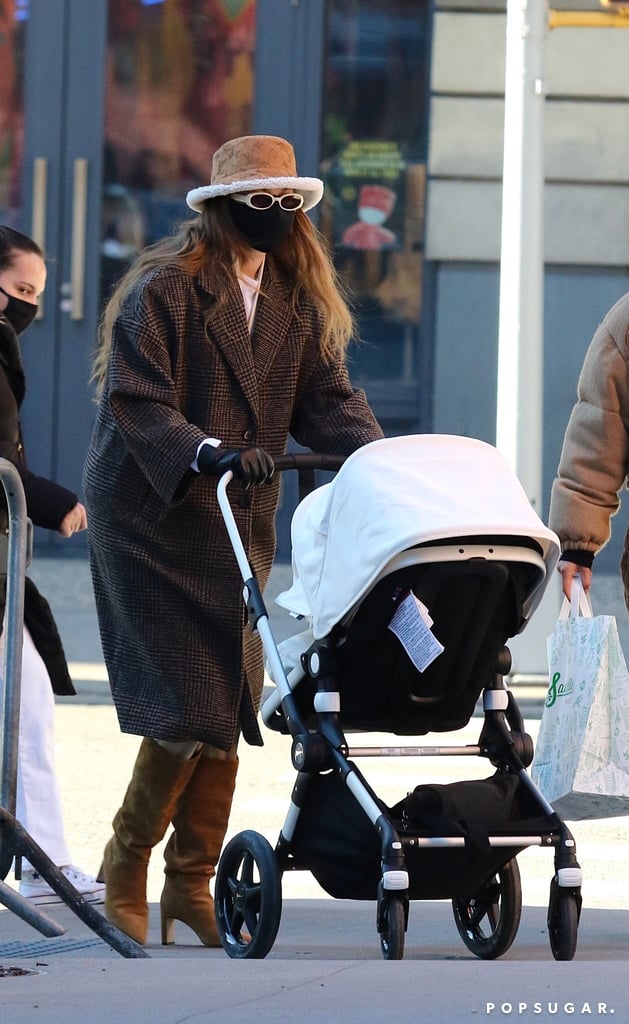 Shop Gigi Hadid's Mango Coat and Shearling LV Bucket Hat