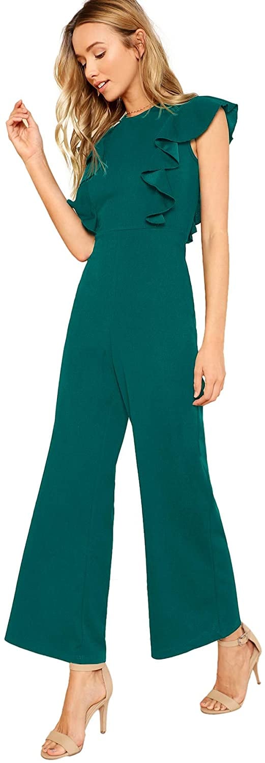 Romwe Ruffle-Trim Jumpsuit