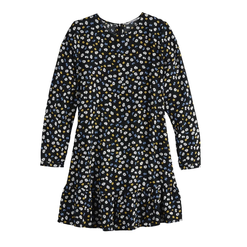 Long Sleeve Flounce Hem Mini in Ditsy Daisies