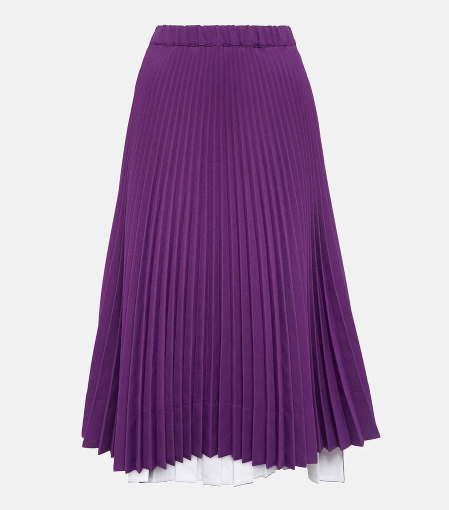 Plan C Pleated jersey midi skirt