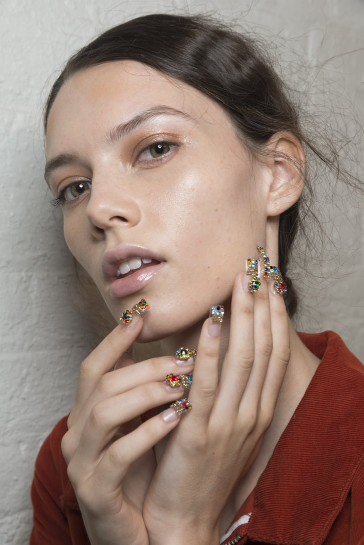 The Trend Bejeweled Tips NYFW Spring 2019 Nail Trends POPSUGAR