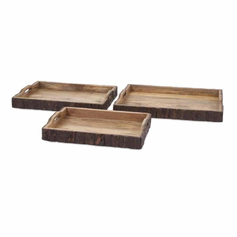 IMAX Nakato Wood Bark Serving Trays (Set of 3)