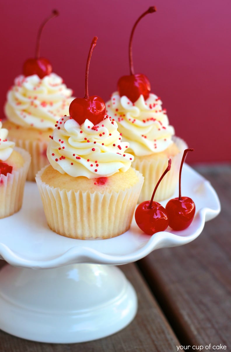 Almond Maraschino-Cherry Cupcakes