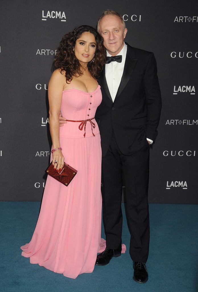 Salma Hayek Wears Pink Gucci Dress to 2015 LACMA Gala
