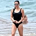 Lea Michele Black One Piece Swimsuit