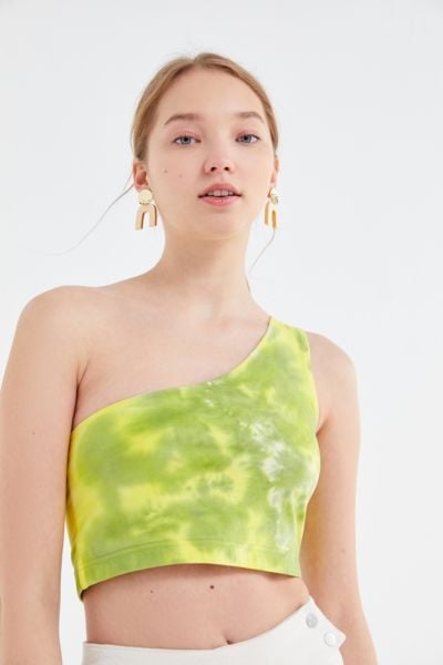 UO Wyn Washed Tie-Dye One-Shoulder Cropped Top