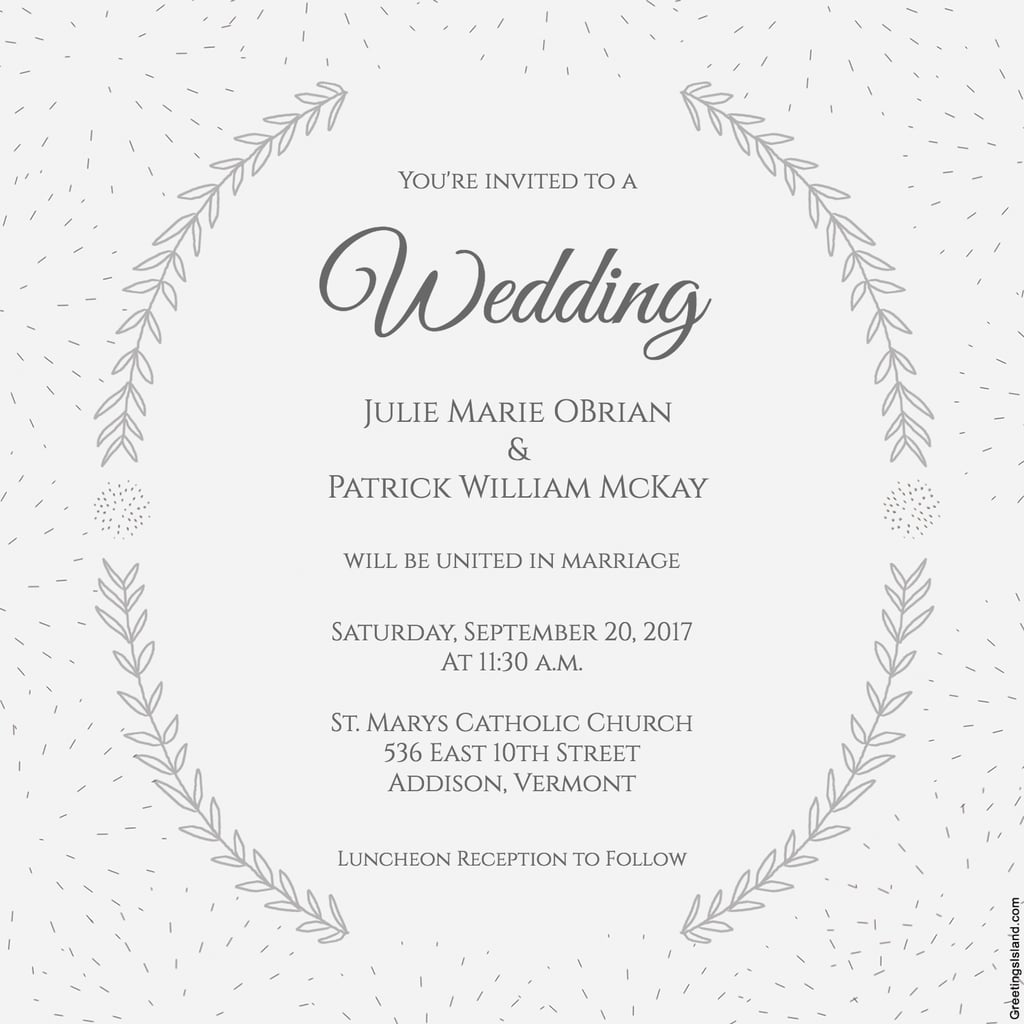 Stylized Laurels Wedding Invitation  Free Printable 