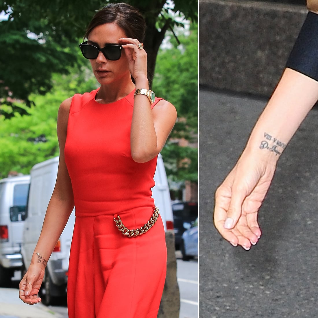 The tattoo on Victoria Beckham's left wrist reportedly says | 13 Sweet  Tattoos You Can Take From the Stars | POPSUGAR Celebrity Photo 7