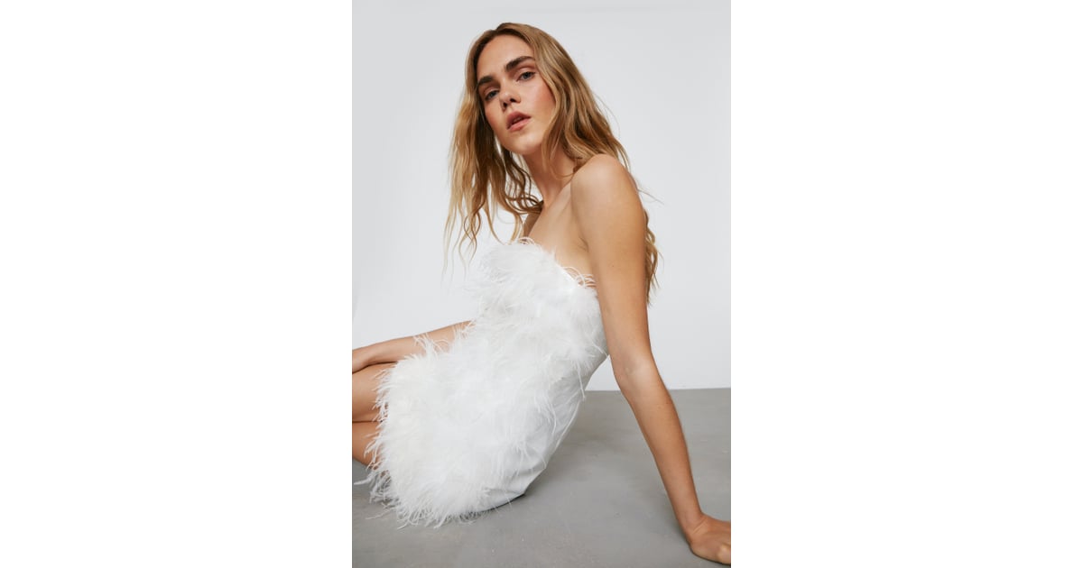 Feather Bandeau Mini Dress