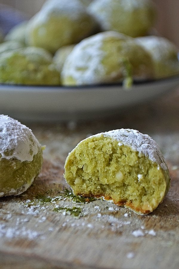 Matcha Mexican Wedding Cookies