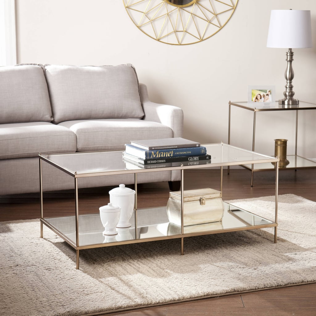 For a Metallic Addition: Sei Glam Metal and Glass Coffee Table