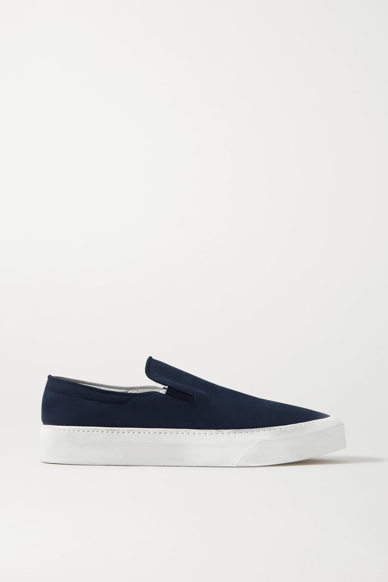 The Row Navy Marie H Canvas Slip-On Sneakers