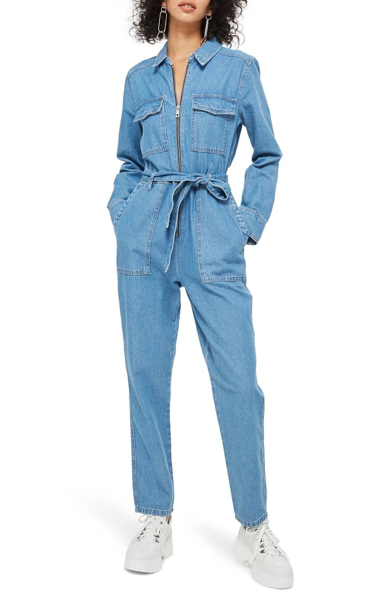 Topshop Utility Denim Jumpsuit