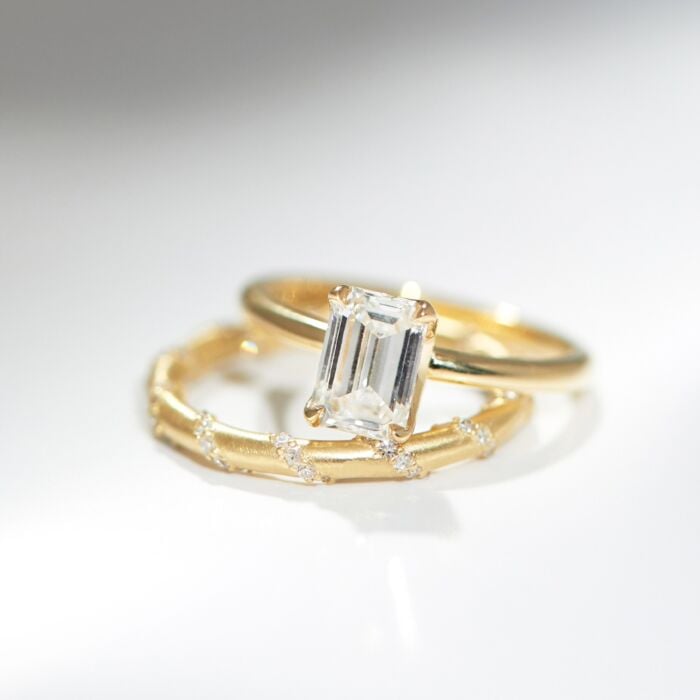 Yellow Gold: Deco Solitaire Ring