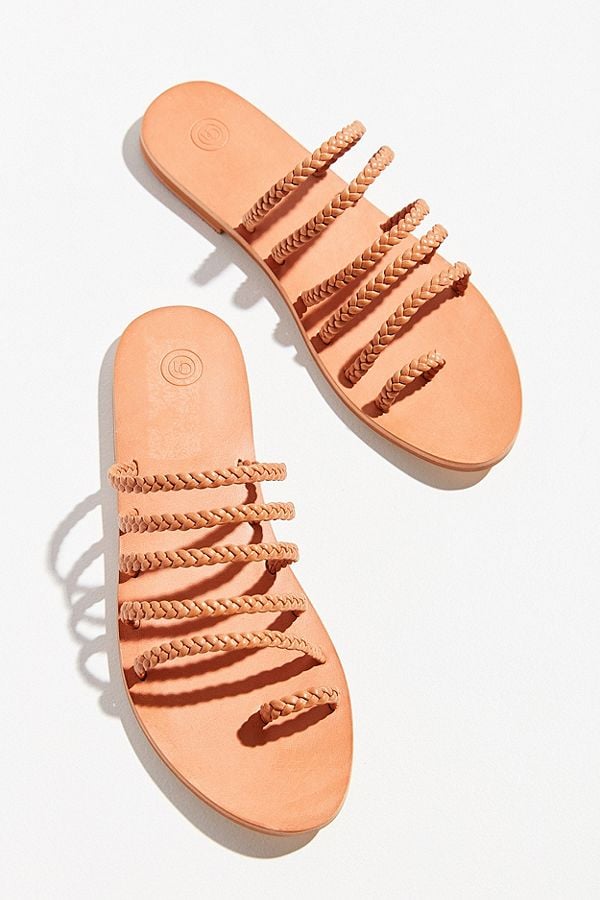 tan braided slides
