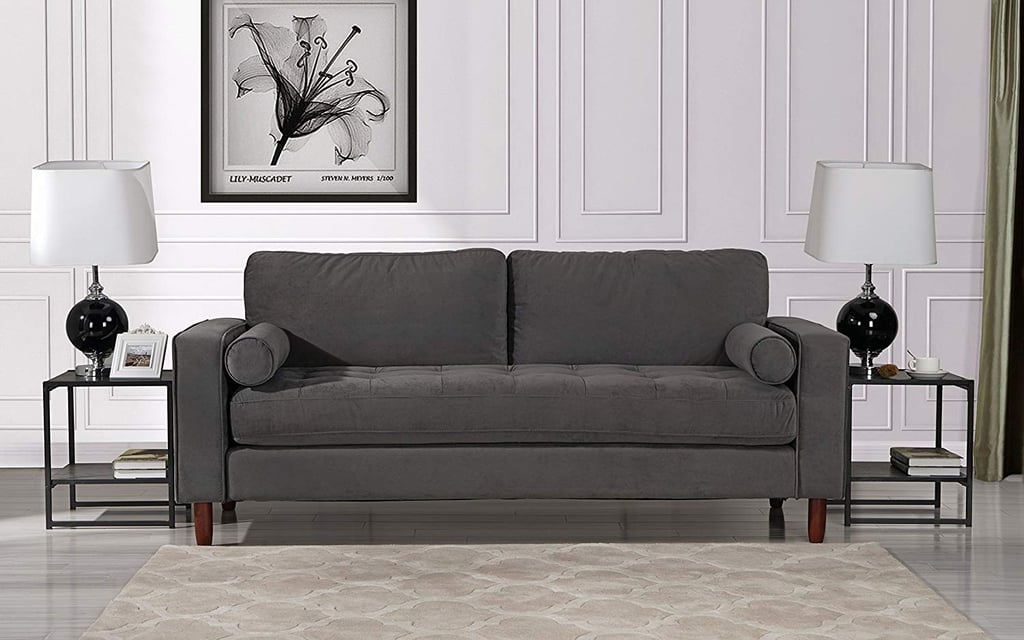 Mid-Century Modern Velvet Fabric Sofa