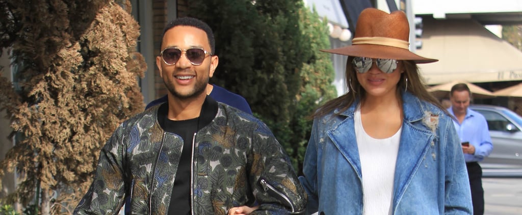 Chrissy Teigen Wearing Denim Shorts While Pregnant