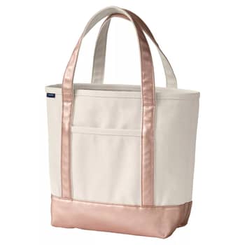Lands' End Open Top Canvas Tote in Natural/Navy - NEW