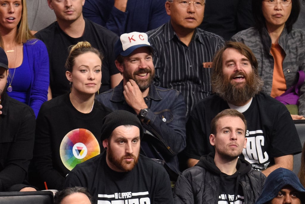 Olivia Wilde, Jason Sudeikis, and Will Forte Clippers Game