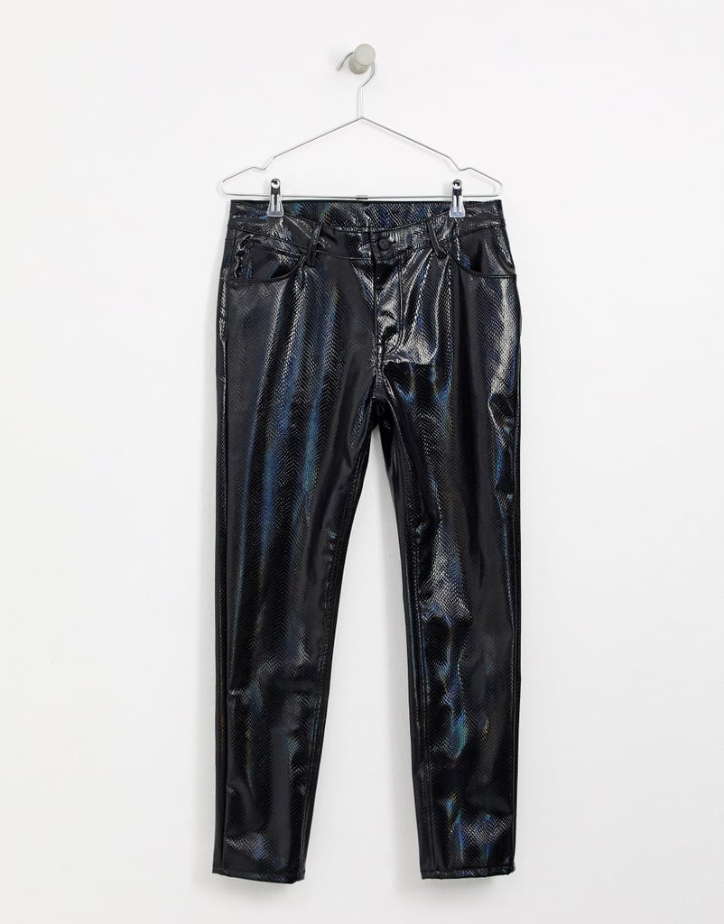 ASOS Design Skinny Jeans in Iridescent Black Snakeskin