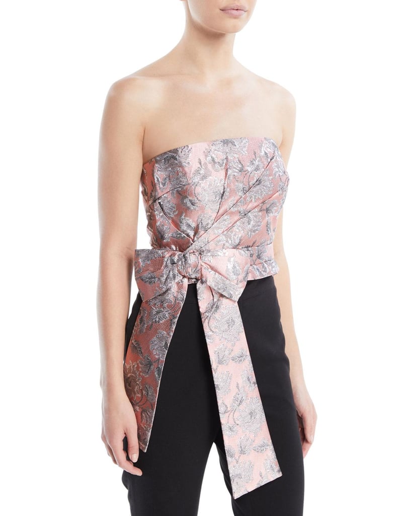 The pink and metallic Prada strapless bustier I wore for the wedding can be rented for four days for $84, for 10 days for $130, for 20 days for $176, or purchased from the seller for $657, with the original retail priced marked at $925.