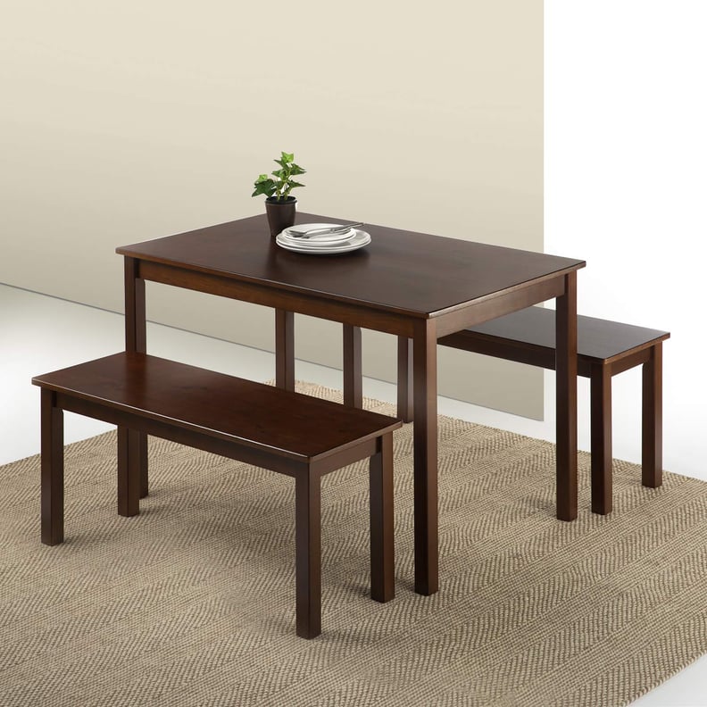 For Your Backyard: Zinus Juliet Espresso Wood Dining Table with Two Benches