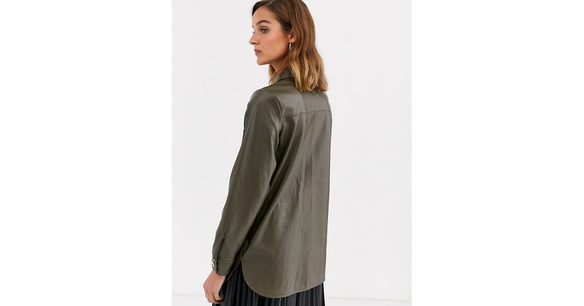 River Island faux leather shirt in khaki | Kendall Jenner and Gigi ...