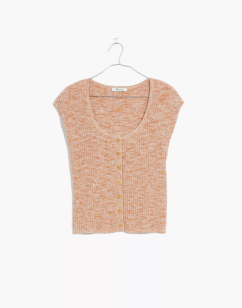 Marled Shaw Button-Front Sweater Tee