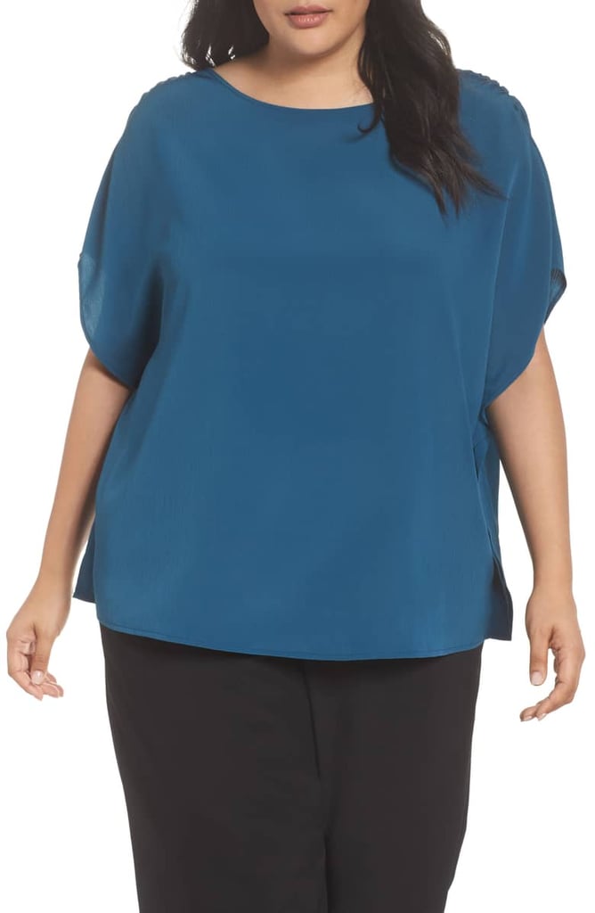 Sejour Shirred Shoulder Crinkle Top