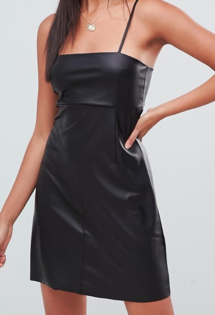 ASOS Design Faux Leather Seamed Mini Dress