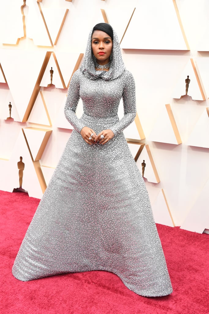 Janelle Monae Silver Cape Ralph Lauren Dress at Oscars 2020