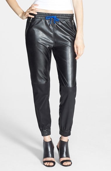 leather track pants womens