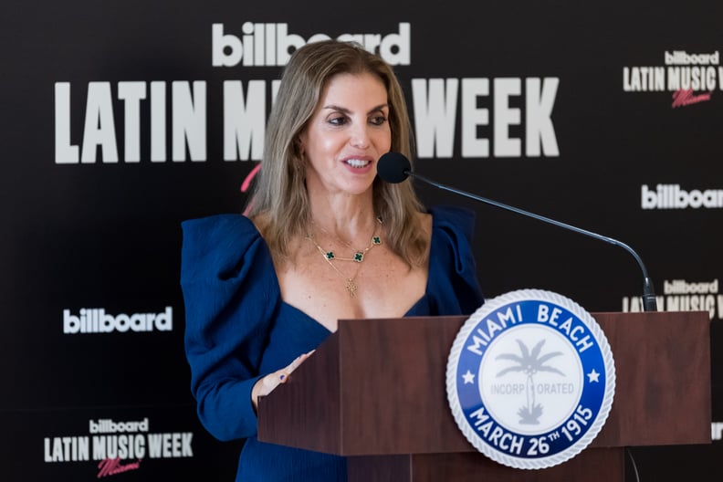 MIAMI BEACH, FLORIDA - SEPTEMBER 20: Billboard Chief Content Office for Latin/Espanol Leila Cobo speaks during the 2023 Billboard Latin Music Week Press Conference at Faena Forum on September 20, 2023 in Miami Beach, Florida. (Photo by Jason Koerner/Getty