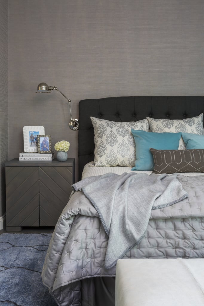 Melissa and Mark went with a palette of sophisticated neutrals for their bedroom.