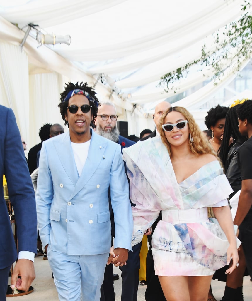 Beyoncé's '80s-style brushstroke minidress came courtesy of Balmain, and JAY-Z coordinated in powder blue at the Roc Nation Brunch in 2019. They were a power couple in pastels, for sure.