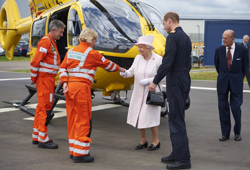 Prince William at Air Base With Queen Elizabeth II