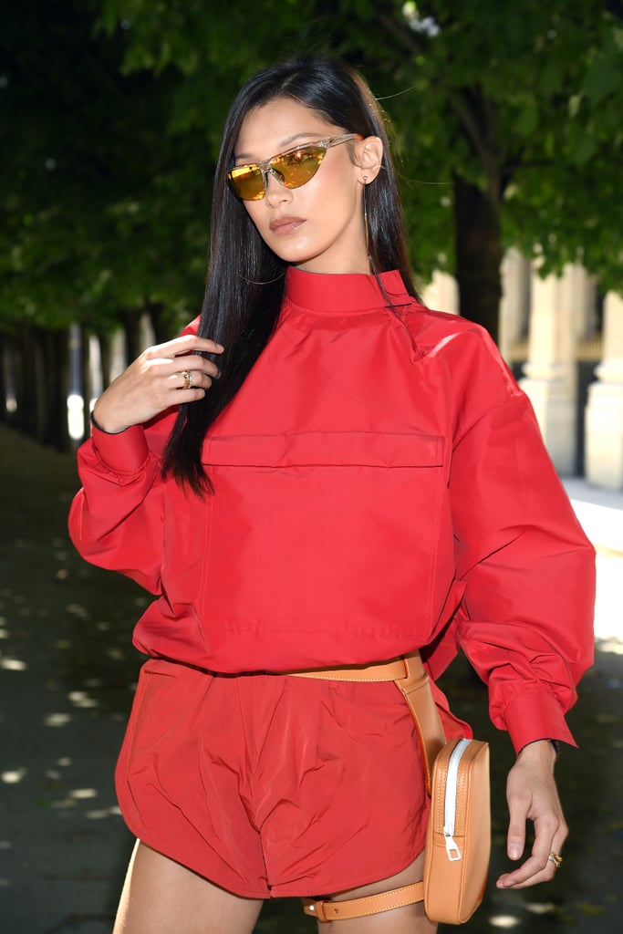 Bella Hadid Red Shorts Louis Vuitton Show in Paris