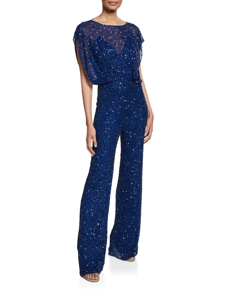 Jenny Packham Sequin Open-Back Jumpsuit